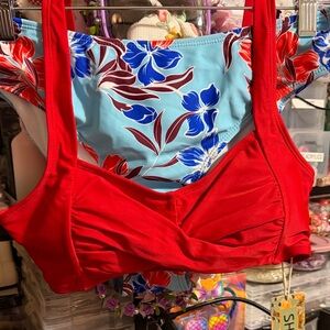 Red & Blue Floral 2 piece Bikini. Size Large (63)